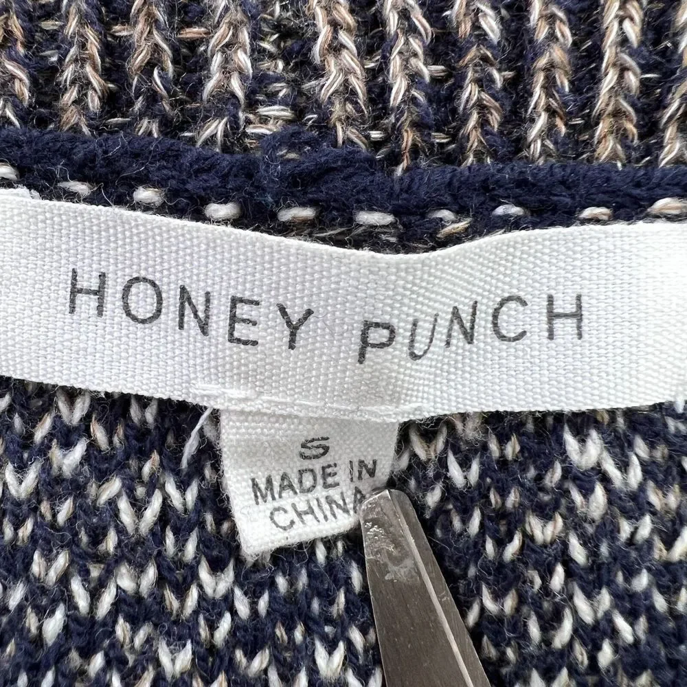 Honey Punch Boho Long Open Duster Cardigan Knit Sweater Small Gray Pockets Comfy